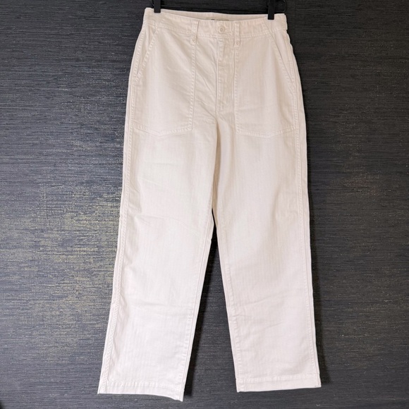 Madewell Womens Baggy Utility Pants Cream High Waisted Wide Leg Cotton Size 28 - Picture 2 of 14